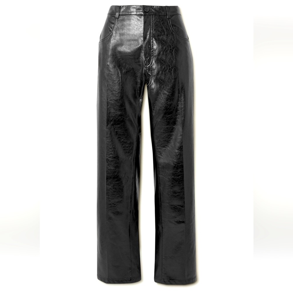 Alexander McQueen Striae Faux Leather Pants - Black womens size Medium